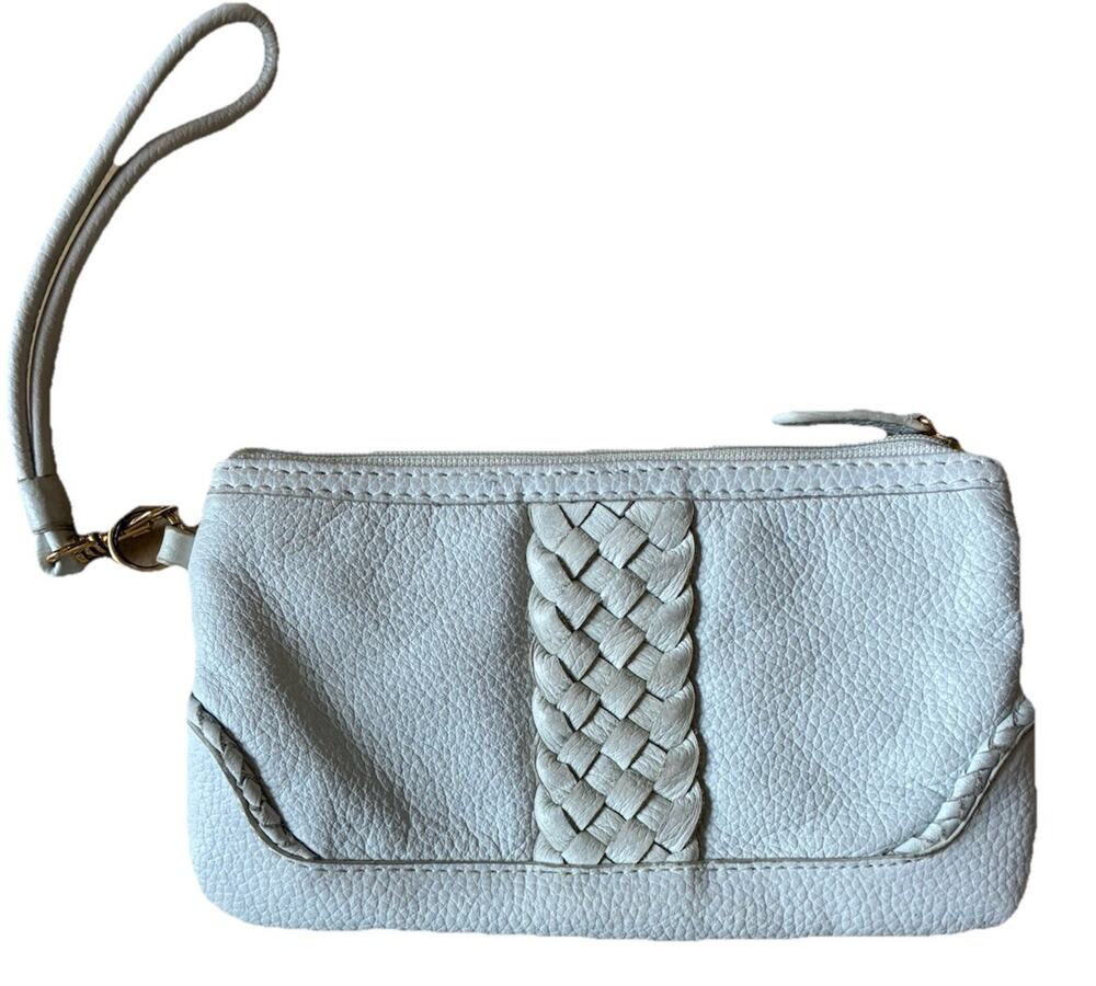 VTG WILSON'S White Woven Leather Clutch Wristlet Purse Western Boho Braided